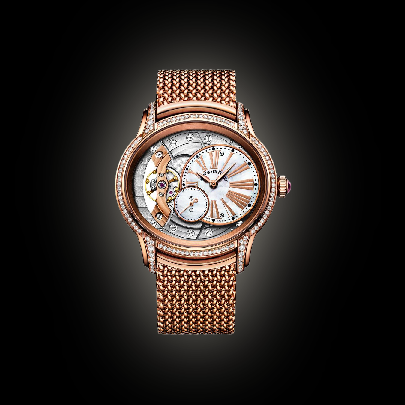 Audemars Piguet Millenary Hand-Wound 39.5 mm 77247OR.ZZ.1272OR.01 Rose Gold/Diamonds Analog