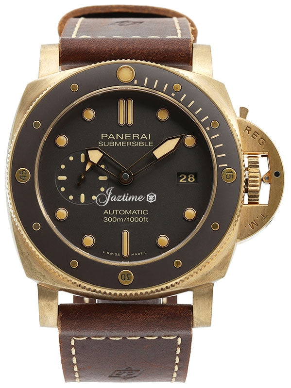 Panerai Submersible Bronzo Bronze 47mm Brown Dial Leather Strap PAM00968 - PRE-OWNED