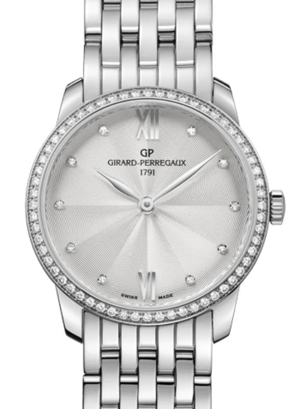 Girard Perregaux 1966 30MM Steel Silver Diamond Dial & Bezel 49528D11A172-11A