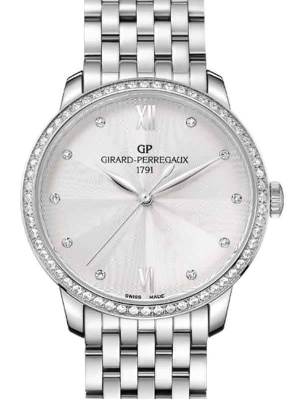 Girard Perregaux 1966 36MM Steel Silver Diamond Dial & Bezel 49523D11A171-11A