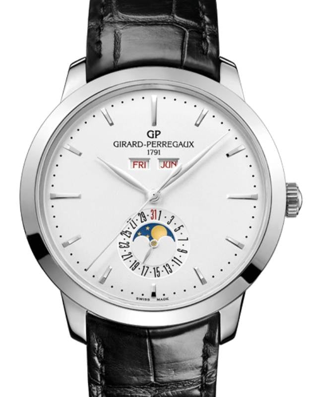 Girard Perregaux 1966 Full Calendar 40mm Steel Leather Strap 49535-11-131-BB60