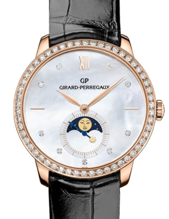 Girard Perregaux 1966 Moon Phases Pink Rose Gold Mother of Pearl Diamond Dial & Bezel 49524D52A751-CK6A