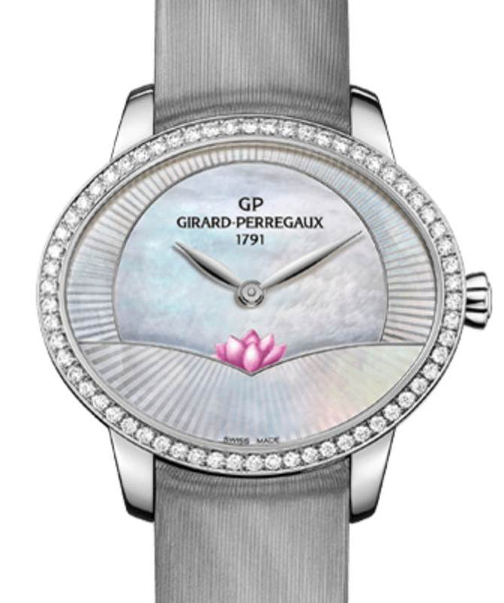 Girard Perregaux Cat's Eye Lotus Stainless Steel/Diamonds Mother of Pearl Dial Leather Strap 80488D11A701-HK7B