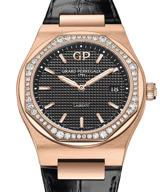Girard Perregaux Laureato 34mm Pink Rose Gold/Diamonds Black Dial 80189D52A632-CB6A
