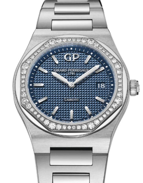 Girard Perregaux Laureato 34mm Steel/Diamonds Blue Dial 80189D11A431-11A