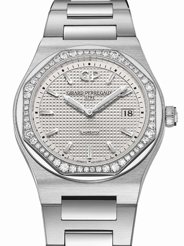 Girard Perregaux Laureato 34mm Steel/Diamonds Silver Dial 80189D11A131-11A