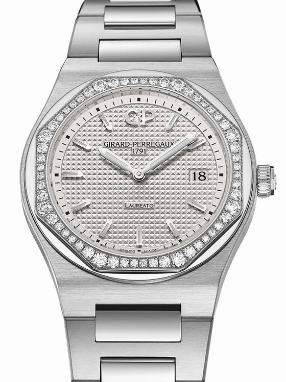 Girard Perregaux Laureato 34mm Steel/Diamonds Silver Dial 80189D11A131-11A