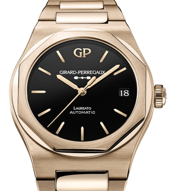 Girard Perregaux Laureato 42mm Pink Rose Gold Black Onyx Dial 81010-52-3118-1CM - BRAND NEW