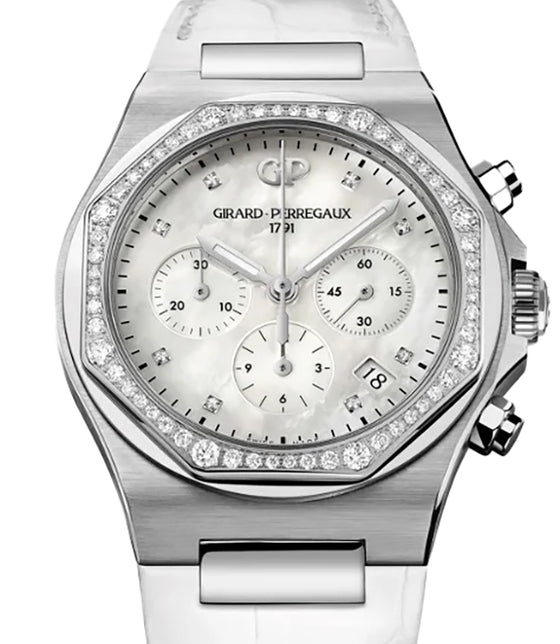 Girard Perregaux Laureato Chronograph 38mm Stainless Steel/Diamonds White Dial 81040D11A771-BB7B
