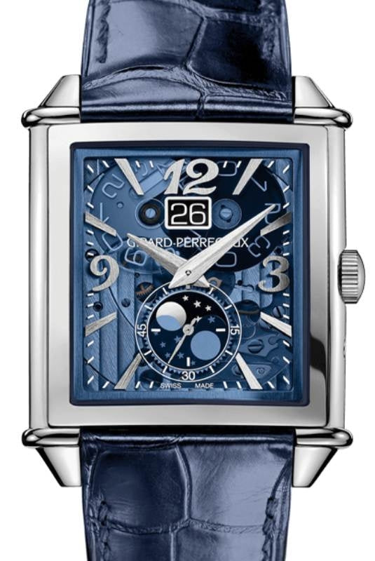 Girard Perregaux Vintage 1945 XXL Large Date and Moon Phases Steel Blue Dial 25882-11-421-BB4A