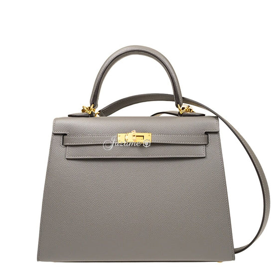 Hermès Kelly 25 Epsom Gris Meyer Gold Hardware