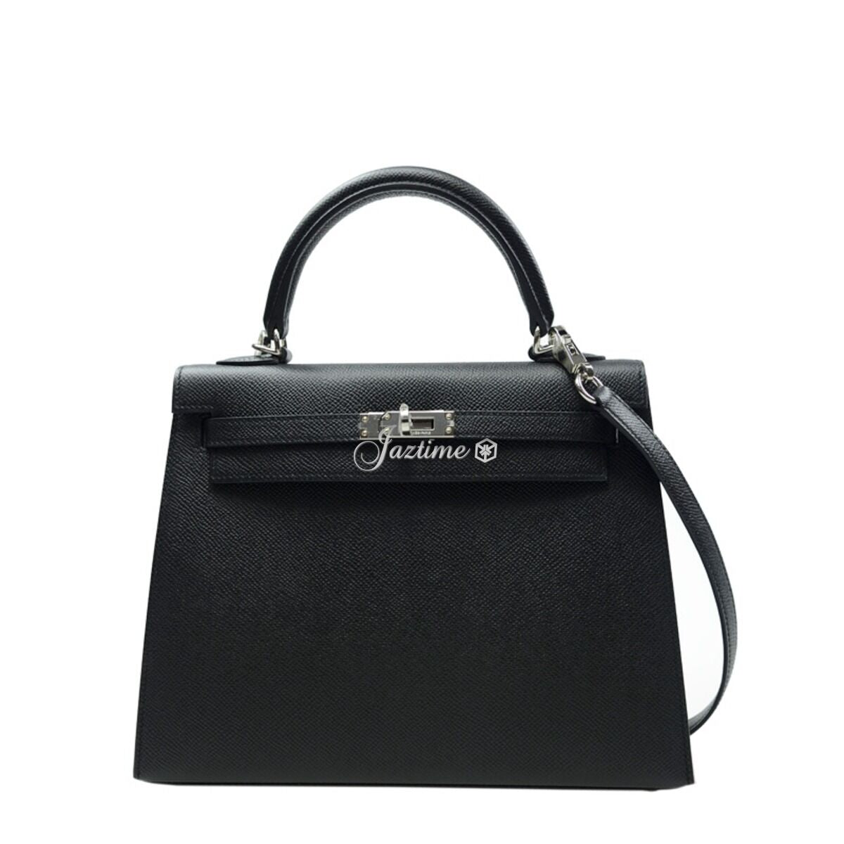 Hermès Kelly 25 Epsom Noir Palladium Hardware — authentic Hermès bag at Bizak & Co.