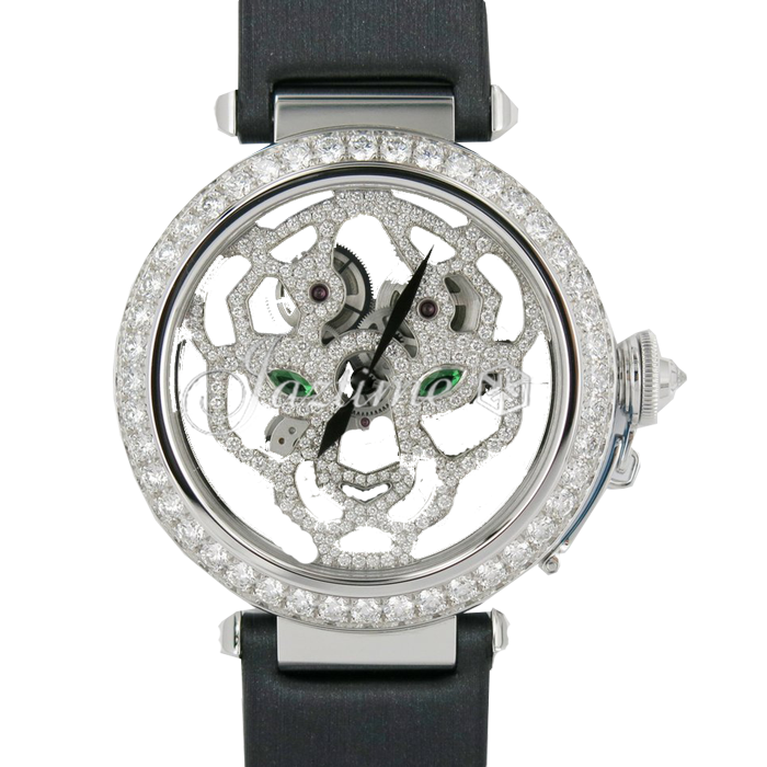 CARTIER HPI00365 PASHA DE CARTIER 42MM 18K WHITE GOLD DIAMONDS BRAND NEW