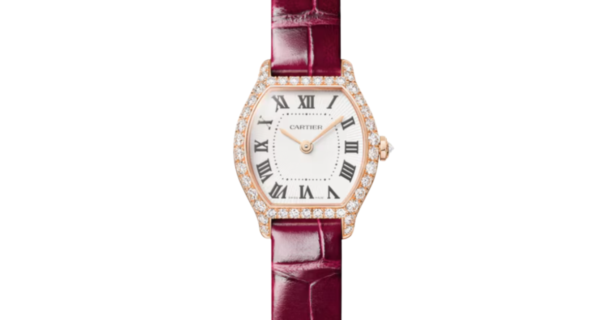 Cartier Tortue Mini Rose Gold Diamond Paved White Dial WJTO0011