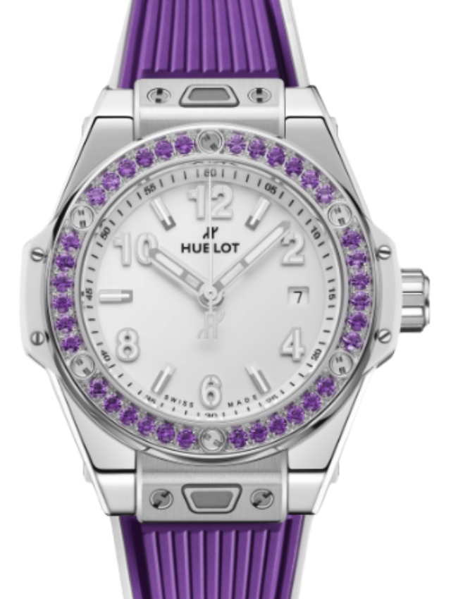 Hublot Big Bang 3-Hands Joyful Steel Purple 33mm Shiny White Dial 485.SV.2210.RX.1205
