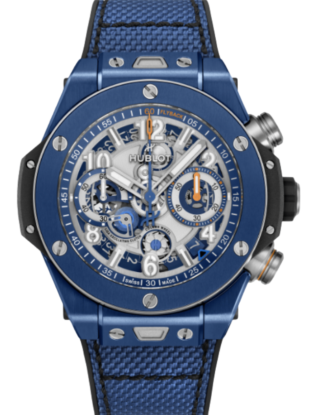 Hublot Big Bang Chronograph Reloaded Blue Ceramic 44mm Matte Grey Skeleton Dial 421.EX.5129.NR.RLD