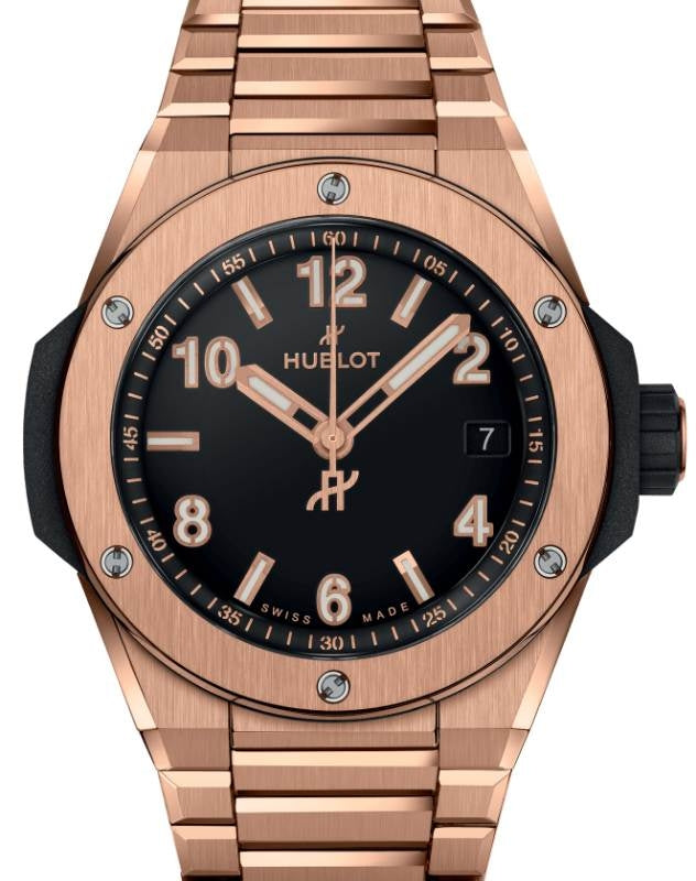 Hublot Big Bang 3-Hands Integrated Time Only King Gold Black Dial 38mm 457.OX.1280.OX
