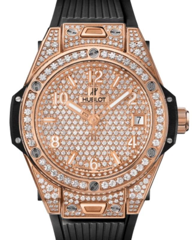Hublot Big Bang 3-Hands One Click King Gold Full Pave 39mm 465.OX.9010.RX.1604 - BRAND NEW