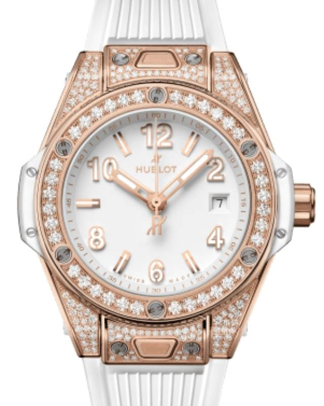 Hublot Big Bang 3-Hands One Click King Gold White Pave 33mm 485.OE.2080.RW.1604 - BRAND NEW