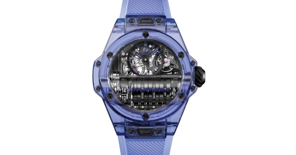 Hublot Big Bang Complications MP-11 Power Reserve 14 Days Blue Sapphire Limited Edition 45mm Blue Sapphire Crystal Skeleton Sapphire Crystal Dial Rubber Strap 911.JL.0119.RX - BRAND NEW