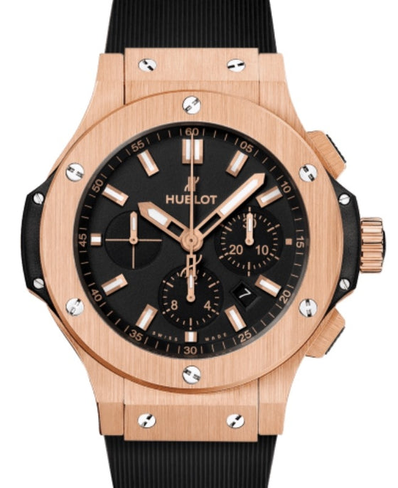 Hublot Big Bang Original Chronograph Gold 44mm Black Dial Rubber Strap 301.PX.1180.RX - BRAND NEW