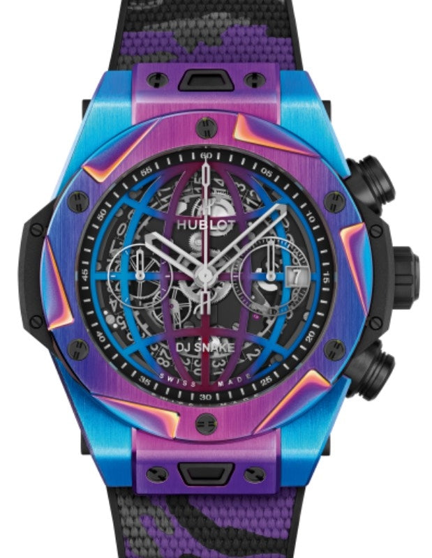 Hublot Big Bang Partnerships DJ Snake Limited Edition Iridescent Titanium 45mm Sapphire Dial Camo Rubber Strap 411.NN.0179.RX.DJS21 - BRAND NEW