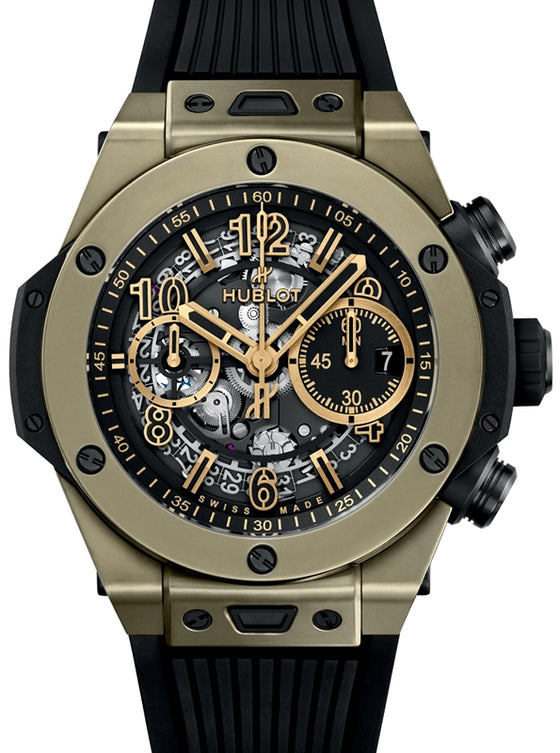 Hublot Big Bang Unico Full Magic Gold 44mm Black Skeleton Dial Rubber Strap 421.MX.1130.RX - BRAND NEW