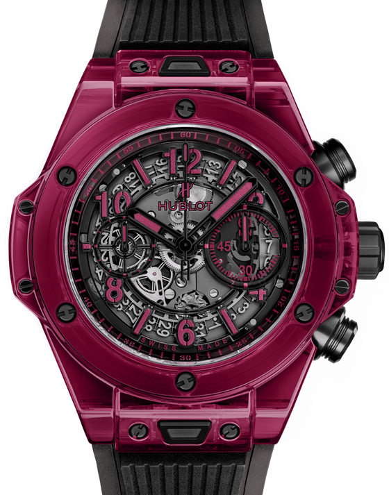Hublot Big Bang Unico Red Sapphire Crystal Skeleton 45mm Dial Bezel Rubber Strap 45mm 411.JR.4901.RT - BRAND NEW