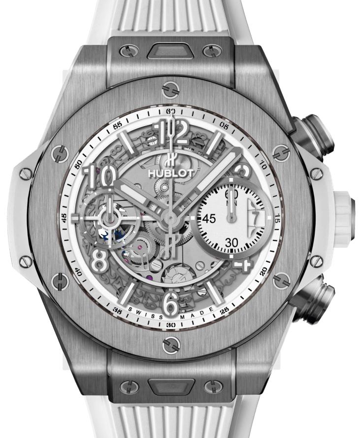 Hublot Big Bang Unico Titanium White Skeleton 42mm Dial Titanium Bezel Rubber Strap 441.NE.2010.RW - BRAND NEW