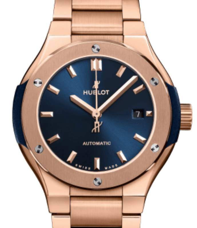 Hublot Classic Fusion 3-Hands Blue King Gold Bracelet 33mm 585.OX.7180.OX - BRAND NEW