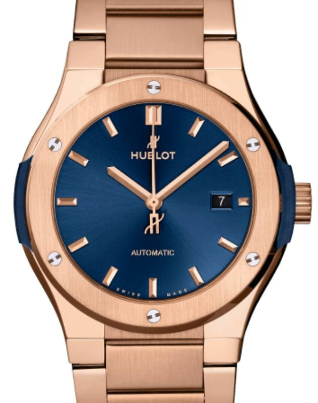 Hublot Classic Fusion 3-Hands Blue King Gold Bracelet 42mm Blue Dial 548.OX.7180.OX