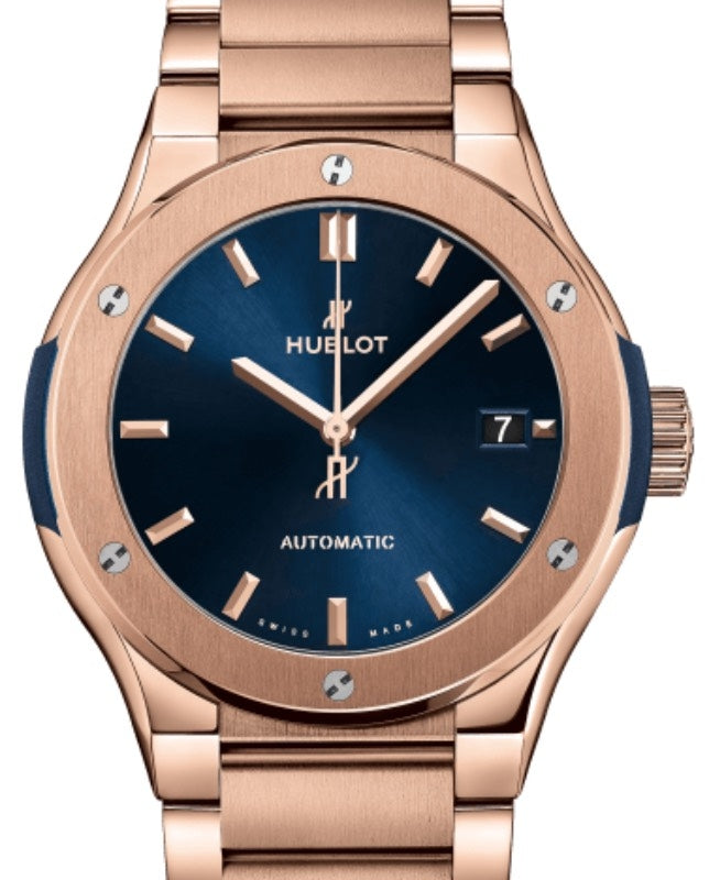 Hublot Classic Fusion 3-Hands Blue King Gold Bracelet 45mm Blue Dial 510.OX.7180.OX