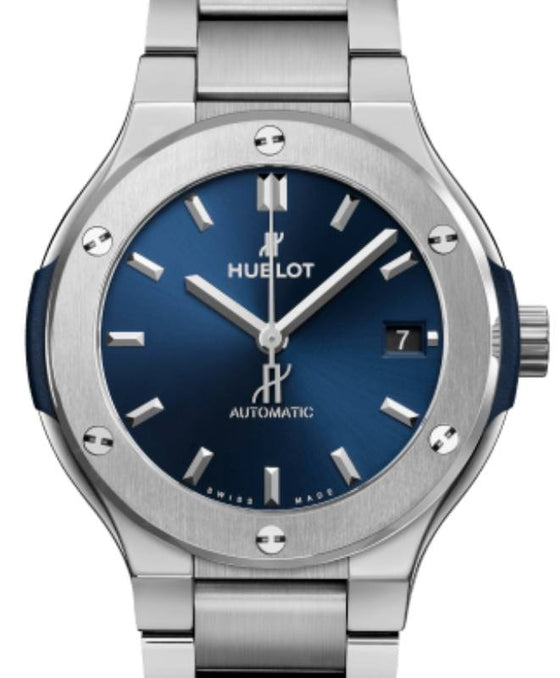 Hublot Classic Fusion 3-Hands Blue Titanium Bracelet 38mm 568.NX.7170.NX - BRAND NEW