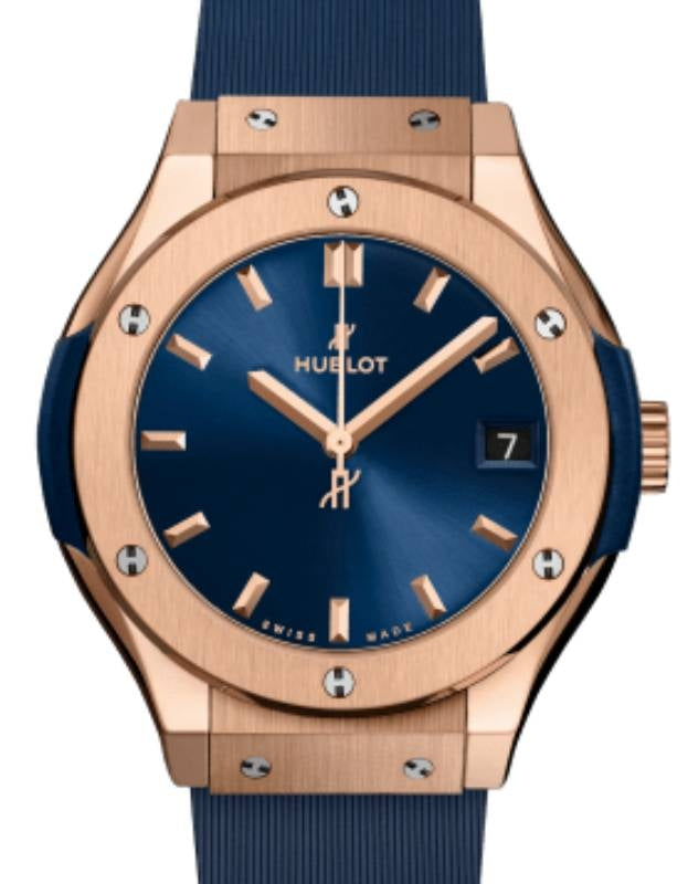 Hublot Classic Fusion 3-Hands King Gold Blue 33mm Quartz 581.OX.7180.RX - BRAND NEW