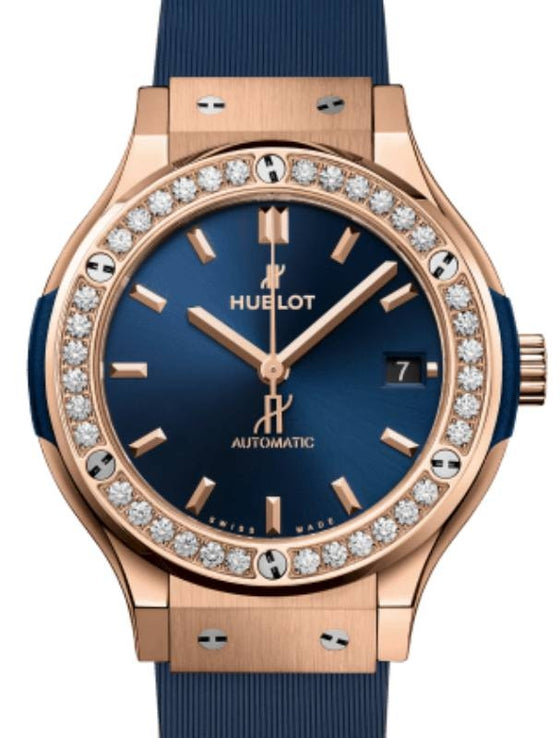 Hublot Classic Fusion 3-Hands King Gold Blue Diamonds 38mm 565.OX.7180.RX.1204 - BRAND NEW