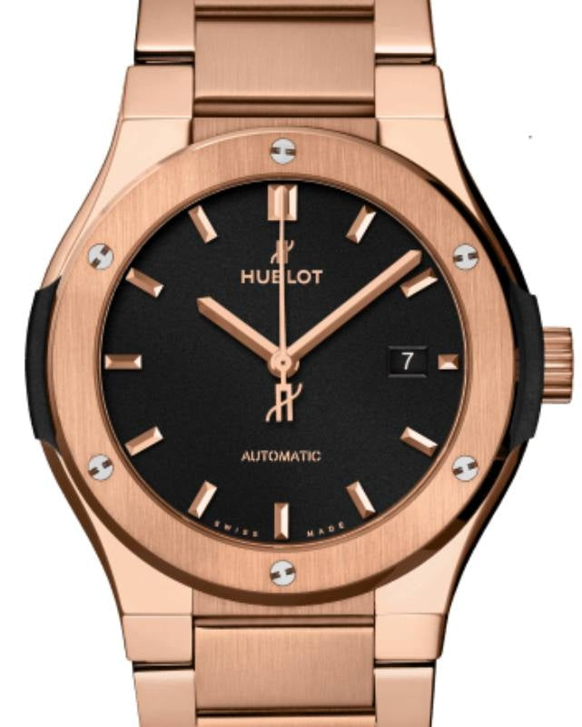 Hublot Classic Fusion 3-Hands King Gold Bracelet 42mm Black Dial 548.OX.1180.OX