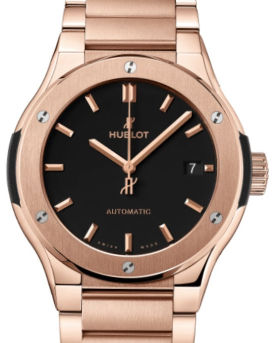 Hublot Classic Fusion 3-Hands King Gold Bracelet 45mm Black Dial 510.OX.1180.OX