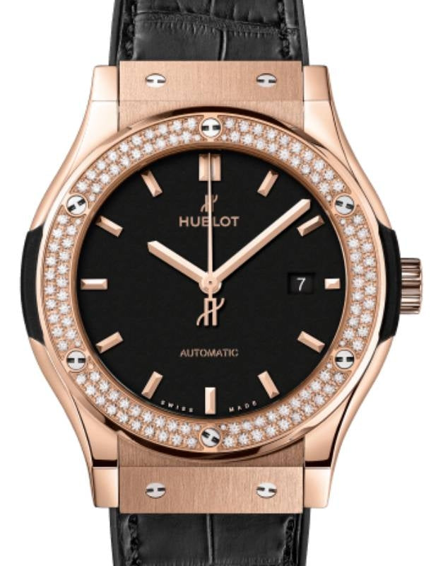Hublot Classic Fusion 3-Hands King Gold Diamonds 42mm Black Dial 542.OX.1181.LR.1104
