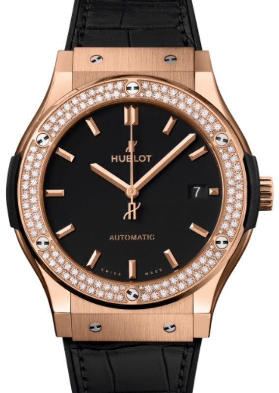 Hublot Classic Fusion 3-Hands King Gold Diamonds 45mm Black Dial 511.OX.1181.LR.1104