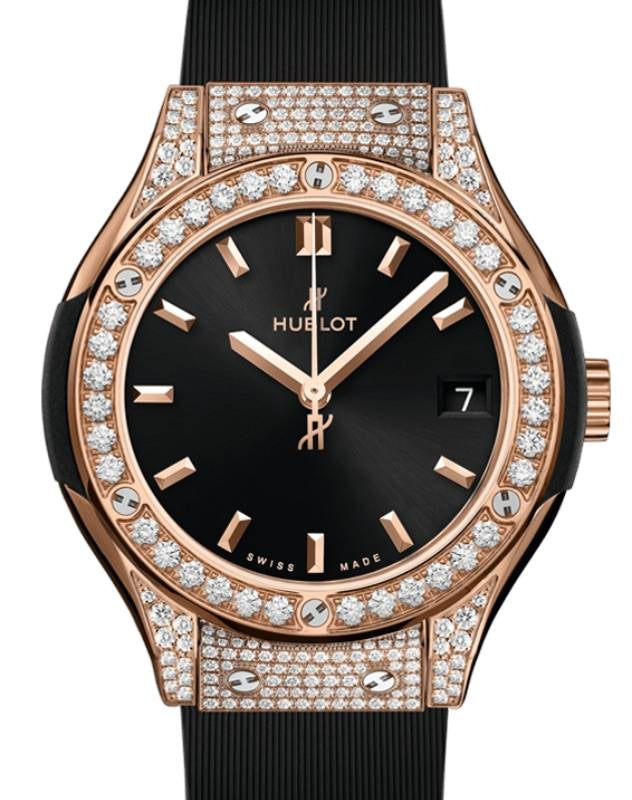 Hublot Classic Fusion 3-Hands King Gold Pave 33mm Quartz 581.OX.1480.RX.1704 - BRAND NEW