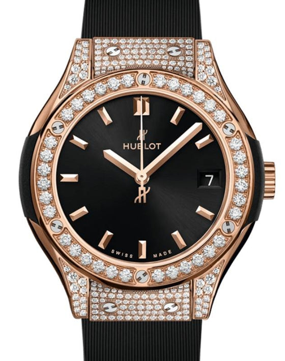 Hublot Classic Fusion 3-Hands King Gold Pave 33mm Quartz 581.OX.1480.RX.1704 - BRAND NEW