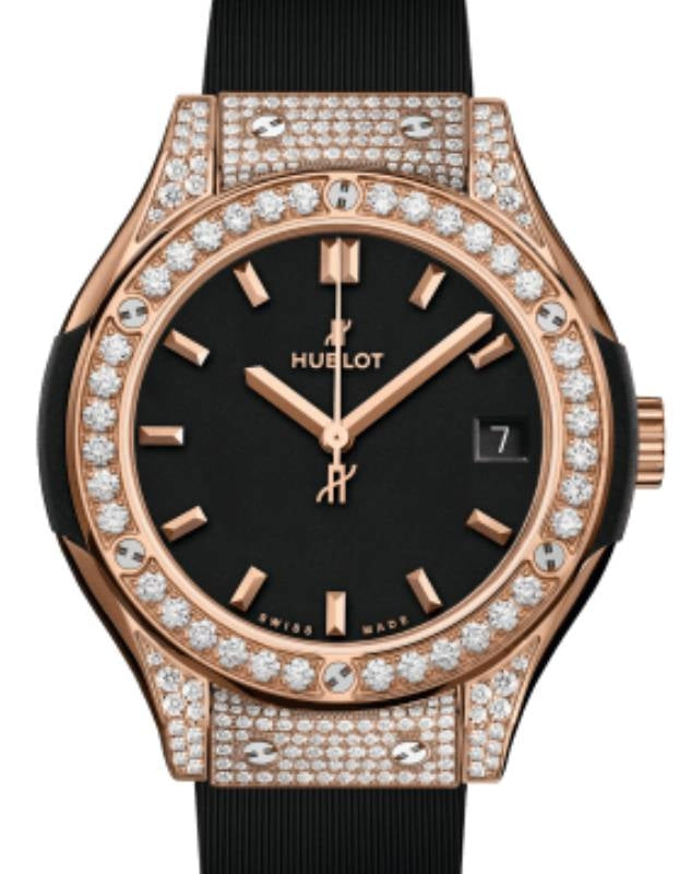 Hublot Classic Fusion 3-Hands King Gold Pave 33mm Quartz 581.OX.1181.RX.1704 - BRAND NEW