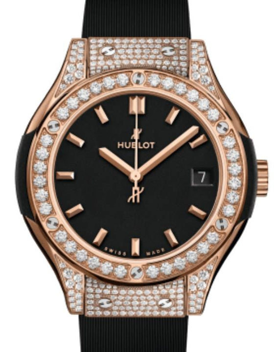 Hublot Classic Fusion 3-Hands King Gold Pave 33mm Quartz 581.OX.1181.RX.1704 - BRAND NEW