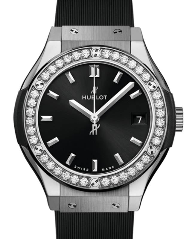 Hublot Classic Fusion 3-Hands Titanium Diamonds 33mm Quartz 581.NX.1470.RX.1104 - BRAND NEW