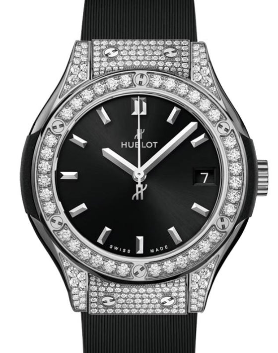 Hublot Classic Fusion 3-Hands Titanium Pave 33mm Quartz 581.NX.1470.RX.1704 - BRAND NEW