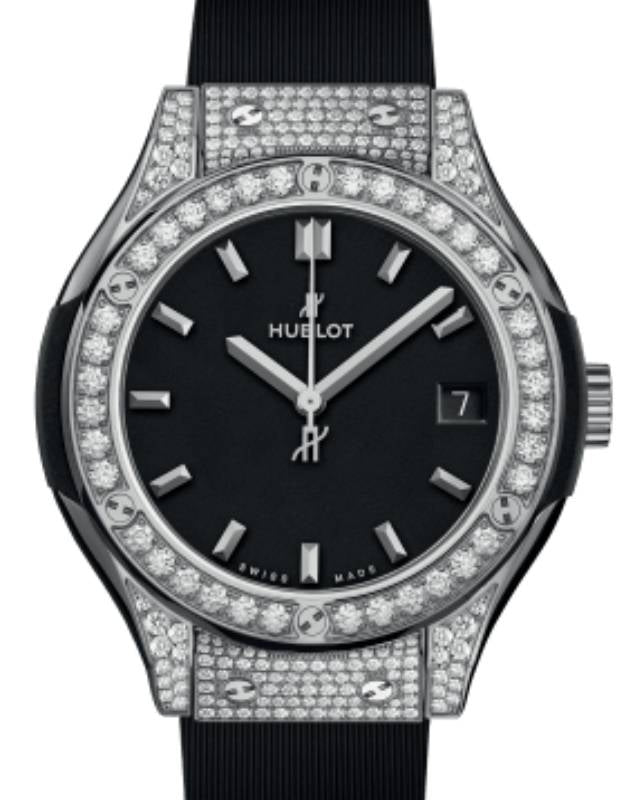 Hublot Classic Fusion 3-Hands Titanium Pave Quartz 33mm 581.NX.1171.RX.1704 - BRAND NEW