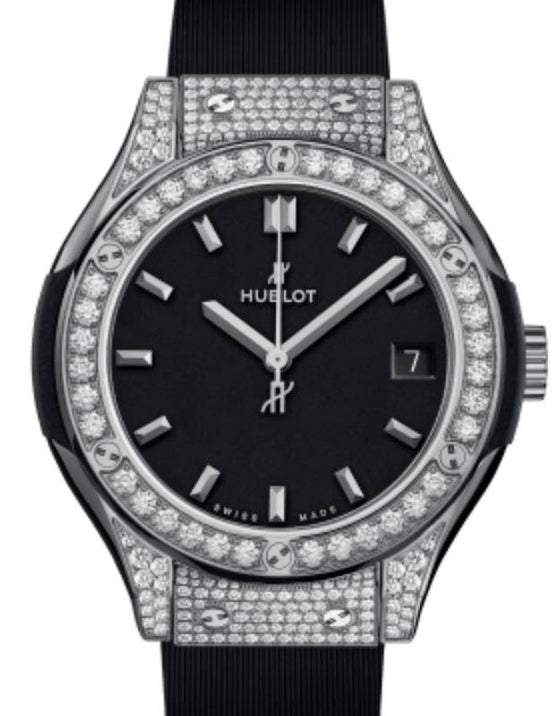 Hublot Classic Fusion 3-Hands Titanium Pave Quartz 33mm 581.NX.1171.RX.1704 - BRAND NEW
