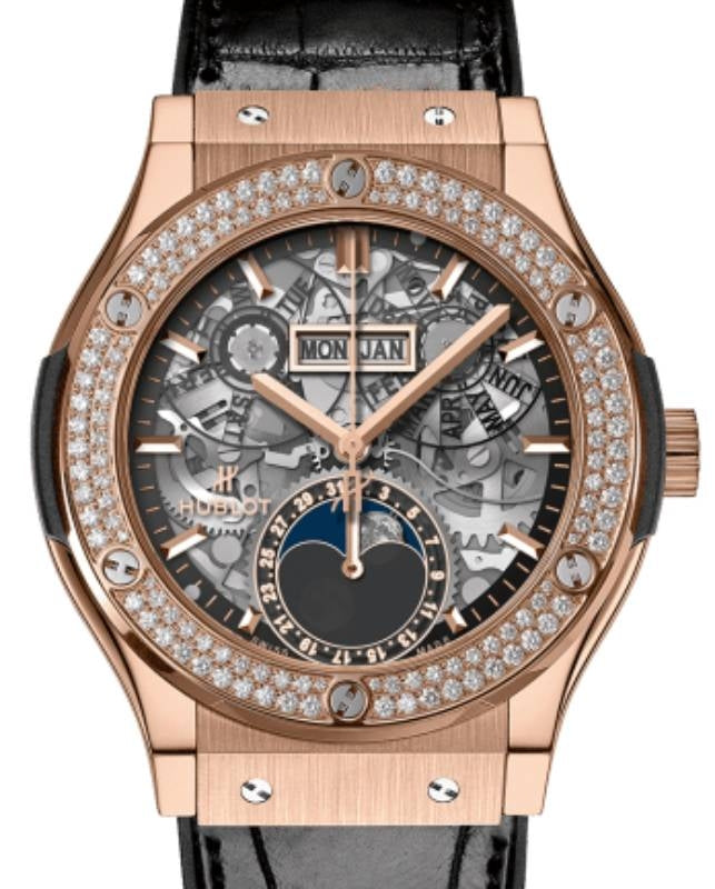 Hublot Classic Fusion Aerofusion Moonphase King Gold Diamonds 42mm 547.OX.0180.LR.1104 - BRAND NEW