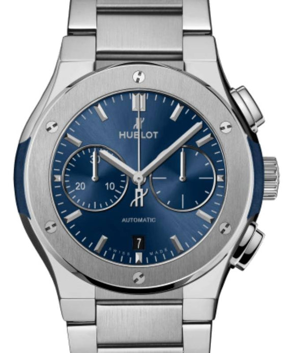Hublot Classic Fusion Blue Chronograph Titanium Bracelet 42 mm 540.NX.7170.NX - BRAND NEW