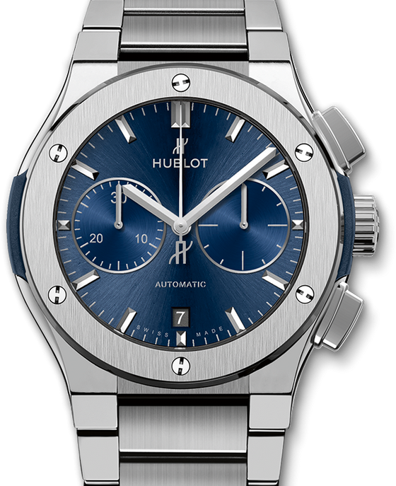 Hublot Classic Fusion Blue Chronograph Titanium Bracelet 45mm 520.NX.7170.NX - BRAND NEW